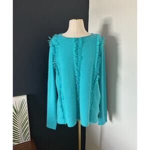 209 wst 38 100% Cashmere Knit Fringe Pullover Sweater